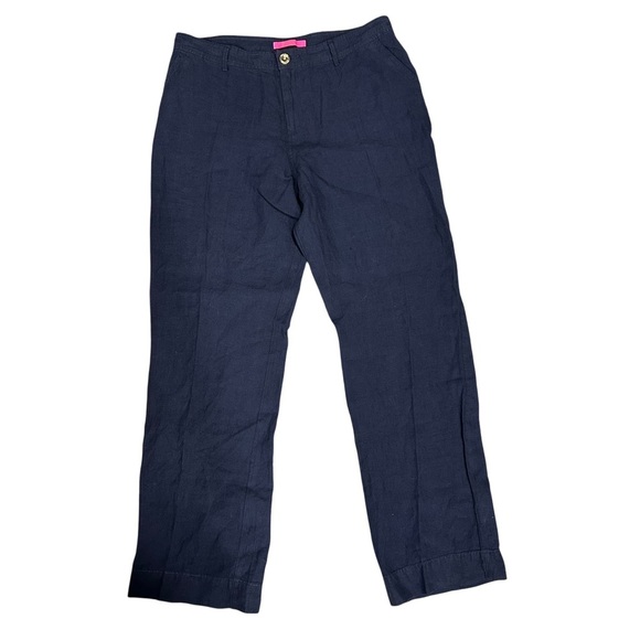 Lilly Pulitzer Pants - NWT Lilly Pulitzer Womens 12 Lagoon Linen Pant Breeta Linen Trouser True Navy‎